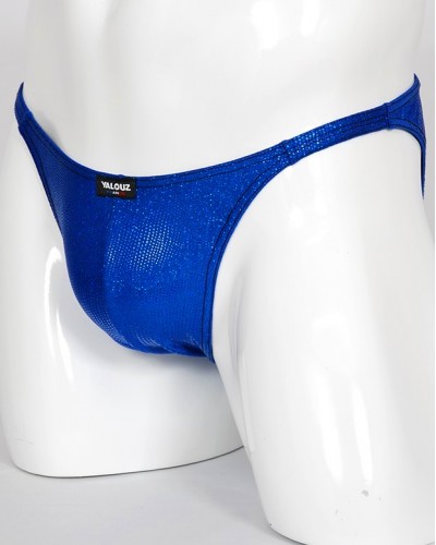 Maillot Posing Lycra Pailletté Bleu Cobalt - vue cote