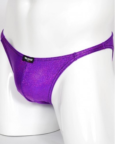 Maillot Posing Lycra Pailletté Violet Purple - vue cote