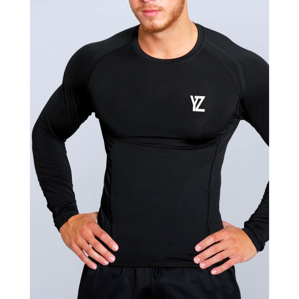 TSHIRT NOIR COMPRESSION MANCHES LONGUES