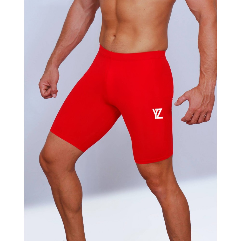 LEGGING BERMUDA ROUGE COMPRESSION HOMME