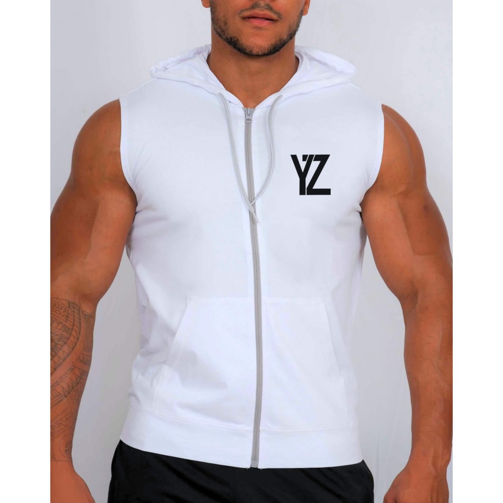 VESTE ATHLETIC BLANCHE SANS MANCHE HOMME | YALOUZ SPORT