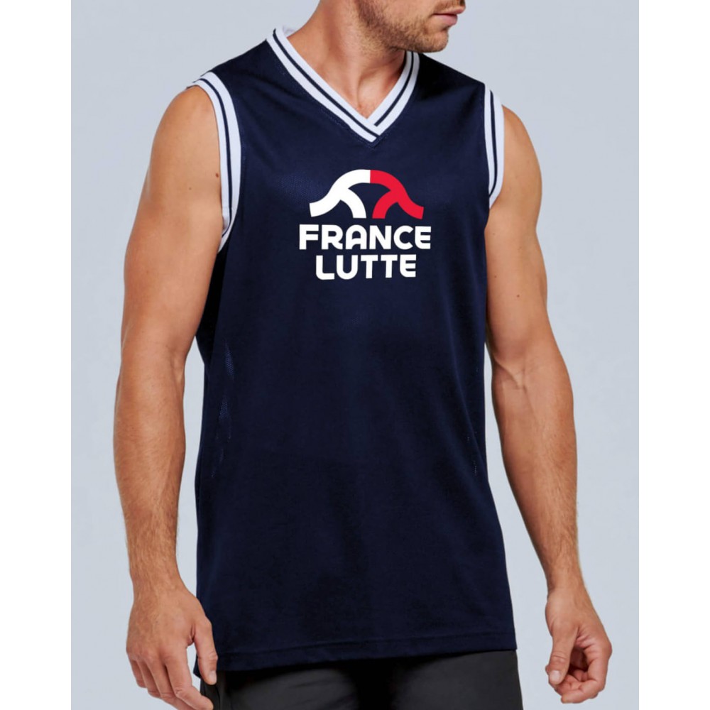 DÉBARDEUR TRAINING FRANCE LUTTE BLEU HOMME