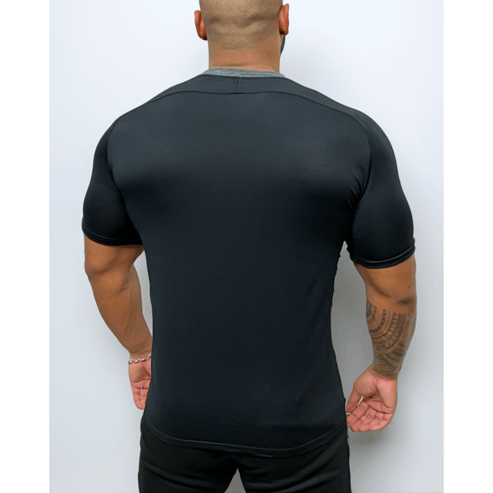 T-shirt de Compression Homme dégradé noir jaune